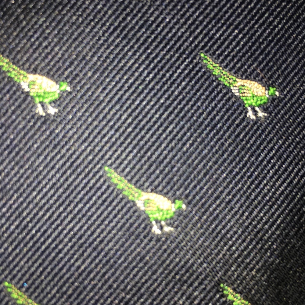Aquascutum London Silk Tie with peacock on it.